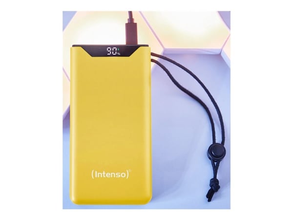 Intenso F10000 - Strømbank - 10000 mAh - 20 watt - 3 A - QC 3.0, Power Delivery 3.0 + PPS - 2 utgangskontakter (USB-C, USB-type A) - på kabel: USB-...