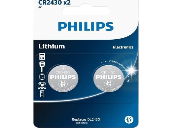 PHILIPS knapcellebatteri lithium CR2430 2-pak - 2301963