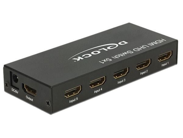 Delock HDMI UHD Switch 5 x HDMI in > 1 x HDMI out 4K - Video/audio switch - 5 x HDMI - stasjonær