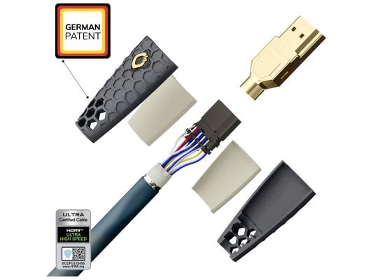 OEHLBACH Flex Evolution, 1 m, HDMI-tyyppi A (vakio), HDMI-tyyppi A (vakio), 3D, 48 Gbit/s, Antrasiitti, Sininen, Petroolin värinen