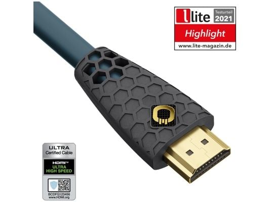 OEHLBACH Flex Evolution, 1 m, HDMI-tyyppi A (vakio), HDMI-tyyppi A (vakio), 3D, 48 Gbit/s, Antrasiitti, Sininen, Petroolin värinen
