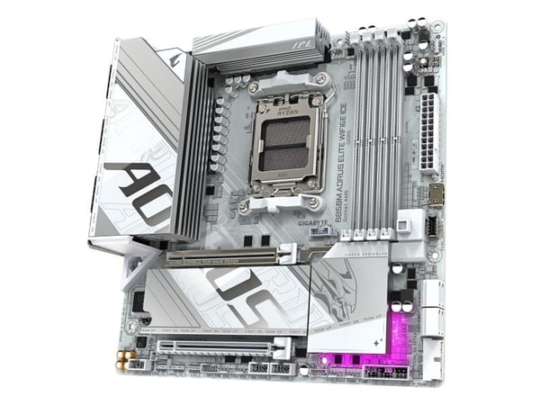 AORUS B850M ELITE WIFI6E ICE - Hovedkort - micro ATX - Socket AM5 - AMD B850 Chipset - USB-C 3.2 Gen 2x2, USB-C 3.2 Gen2, USB 3.2 Gen 1, USB 3.2 Ge...