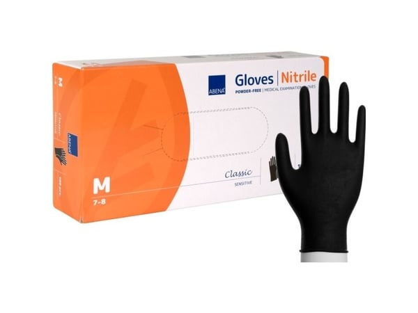 Tutkimuskäsine, ABENA Classic Sensitive, M, musta, nitriili, puuteriton - (100 kpl)