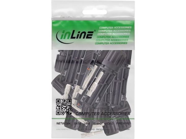 InLine 94010, Standard4/MC4/PV4, Svart, Hankjønn/hunkjønn, Rett, IP68, -40 - 85 °C