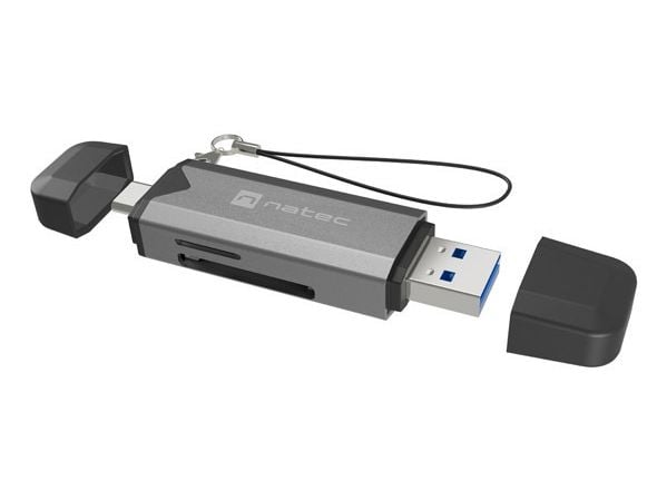 NATEC NCZ-2262, MicroSD (TransFlash), MicroSDHC, MicroSDXC, SDHC, SDXC, Sort, Mørkegrå, 5000 Mbit/s, USB 3.1, 20 mm, 74 mm