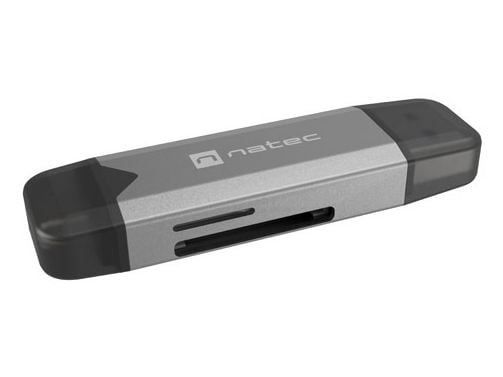 NATEC NCZ-2262, MicroSD (TransFlash), MicroSDHC, MicroSDXC, SDHC, SDXC, Sort, Mørkegrå, 5000 Mbit/s, USB 3.1, 20 mm, 74 mm