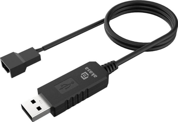 BBC AKASA USB-3-nastainen / 4-nastainen kaapeli, 5-12 V adapteri tuulettimille, 60 cm