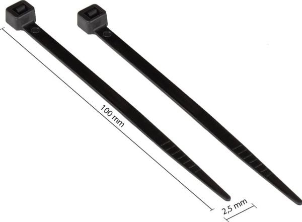 Alcasa KAB-10S25, Kaksiaukkoinen johdinside, Nailon, Musta, 2,2 cm, V2, -40 - 85 °C