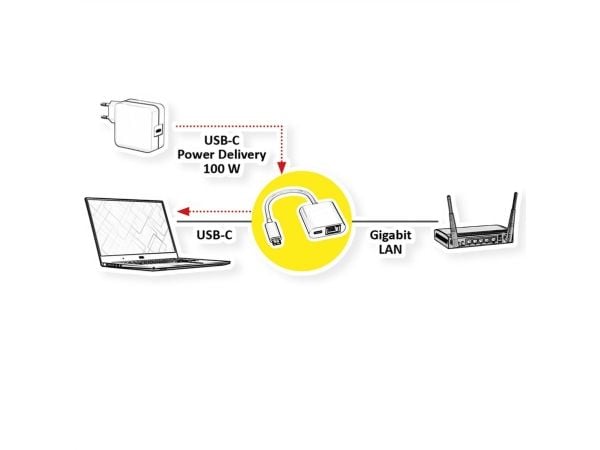 ROLINE 12.02.1100, USB 3.2 Gen 2 Type C, RJ-45, Hvit