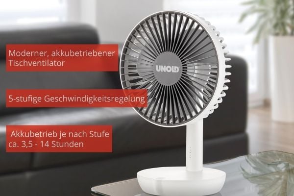UNOLD Desk Breezy - Kjølevifte - bordtopp - hvit/grå