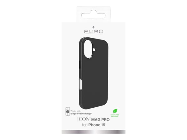 Silikon Puro Icon Mag Pro MagSafe Apple iPhone 16 - telefondeksel i svart farge