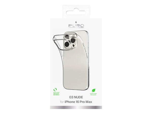 Puro 03 Nude silikonikotelo iPhone 16 Pro Max - läpinäkyvä - läpinäkyvä