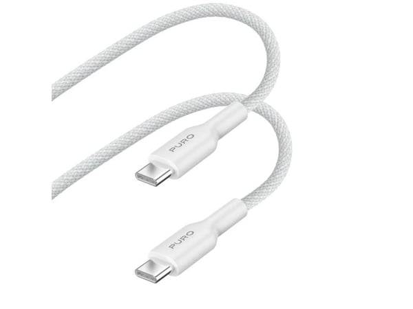 Puro PURO Fabric USB-kaapeli - Raskas punottu USB-C USB-C-kaapeli 1.2m (valkoinen)