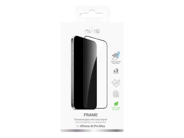 PURO PUSDGFRAIPHONE16P67, Apple, iPhone 16 Pro Max, Slagbestandig, Ripebestandig, Knusesikker, Svart, Gjennomsiktig, 1 stykker