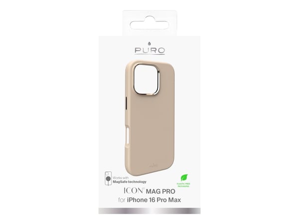 PURO Icon Mag Pro - bakdeksel til mobiltelefon - flytende silikon, mikrofiber - sandshell - for Apple iPhone 16 Pro Max