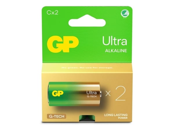 GP Batteries Ultra Alkaline GP14AU, Engangsbatteri, C, LR14, Alkalinsk, 1,5 V, 2 stykker, Cd (kadmium), Hg (kvikksølv)