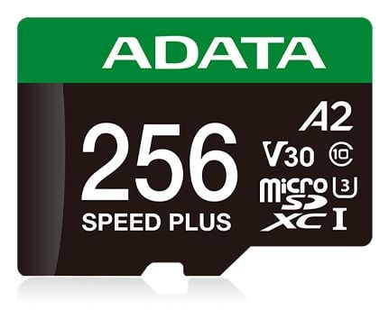 ADATA Speed Plus MicroSDXC 256 GB Klasse 3 UHS-I/U3 A2 V30-kort (UD256GUI3V30A2SP-RA1)