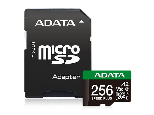 ADATA Speed Plus MicroSDXC 256 GB Klasse 3 UHS-I/U3 A2 V30-kort (UD256GUI3V30A2SP-RA1)