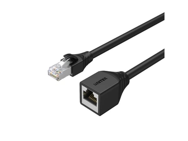 Unitek - Nettverksforlengelseskabel - RJ-45 (hann) til RJ-45 (hunn) - 6 mm - STP - CAT 6 - med støvel, uten hindringer - svart