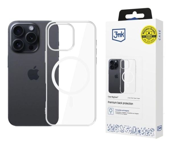 Mobilt bakdeksel 3MK iPhone 16 Pro Max MagCase, gjennomsiktig