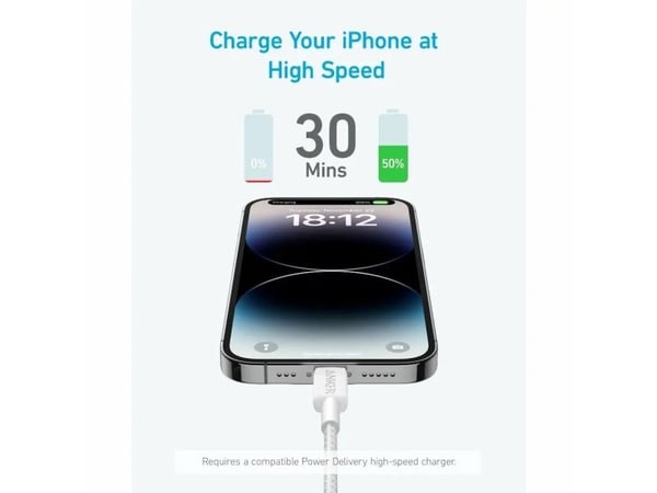 Anker 322, 0,9 m, Lightning, USB C, urosliitin, urosliitin, musta