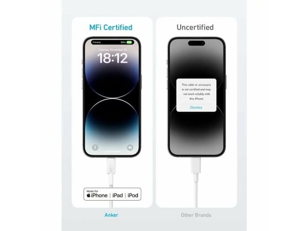 Anker 322, 0,9 m, Lightning, USB C, urosliitin, urosliitin, musta