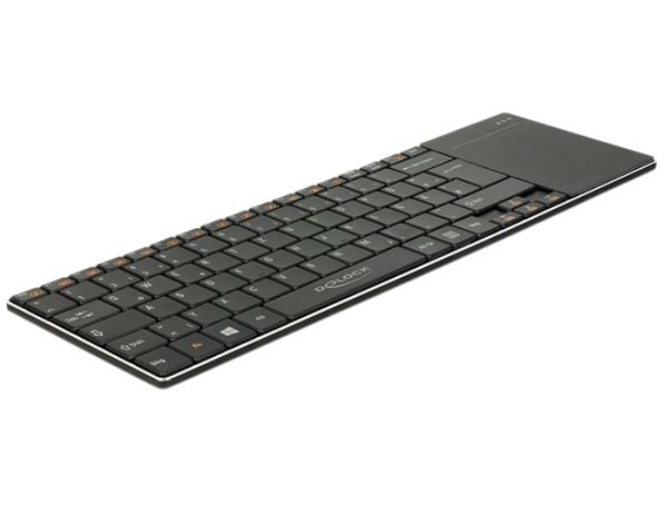 Delock Smart TV - Tastatur - med styreplate - trådløs - 2.4 GHz - Tysk - svart - løsvekt
