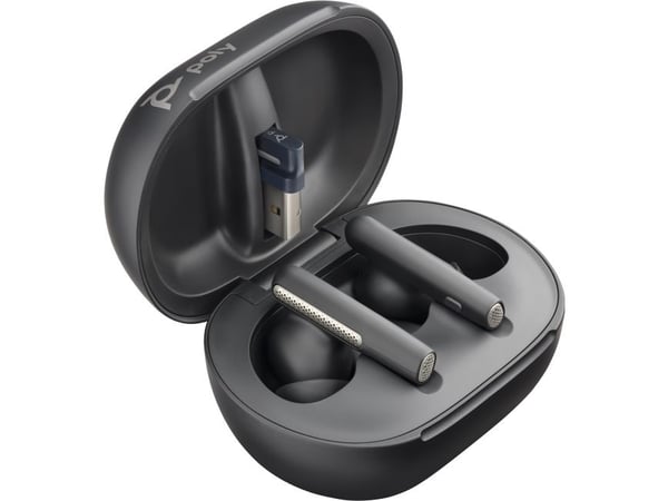 HP Poly Voyager Free 60+ UC M kullsvarte øreplugger +BT700 USB-C-adapter +Ladeetui for berøringsskjerm, Trådløs, Samtaler/musikk, Hodesett, Svart