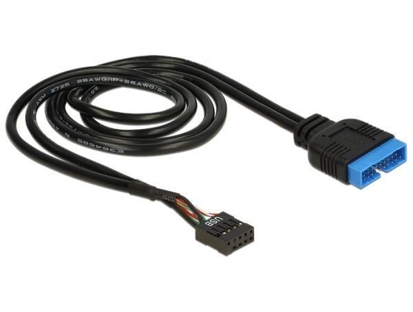 Delock - USB-internkabel - 19-pins USB 3.0-plugg (hann) til 9-pins USB-header (hunn) - 60 cm - svart