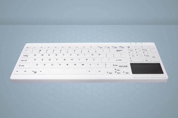 Active Key MedicalKey AK-C7412 - Tangentbord - hygieniskt tangentbord som kan desinficeras - med pekplatta - USB - QWERTY - brittisk - vit