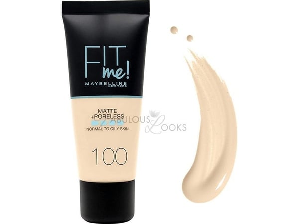 Maybelline Fit Me Matte + Poreless flytende foundation 100 Warm Ivory, 30 ml
