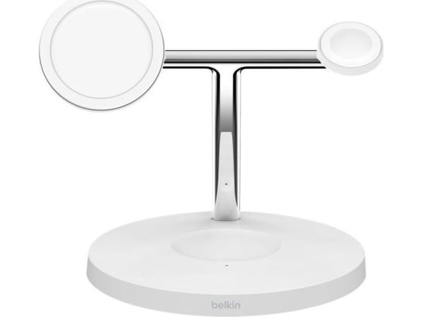 Belkin BoostCharge Pro 3-in-1 - Trådløst ladestativ - med MagSafe - 15 watt - Fast Charge - hvit
