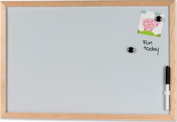 Whiteboard 60x40 cm magnetisk med træramme inkl. 1 marker og 2 magneter