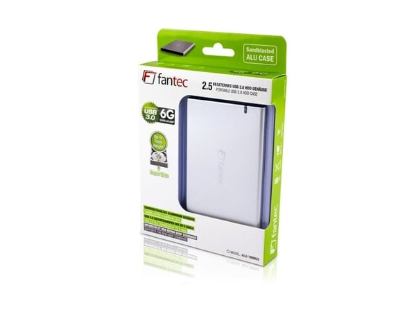 FANTEC ALU-7MMU3 - Lagringskapsel - 2,5" - SATA 6Gb/s - USB 3.0 - sølv