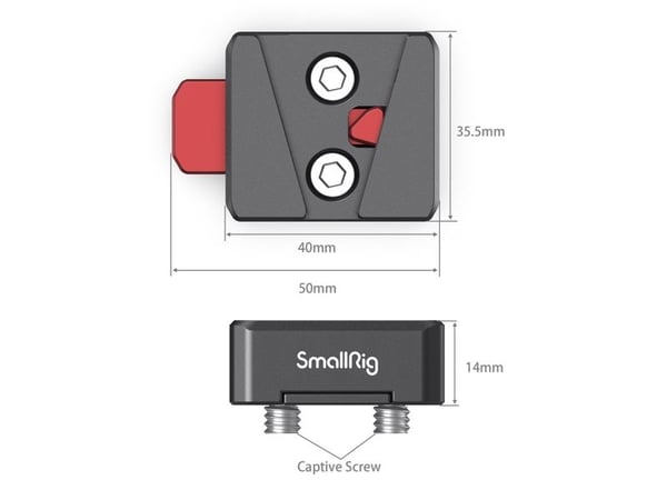 SmallRig MD2801B, Quick release mount, Svart, Aluminium, 1/4-20", 52 mm, 35,5 mm