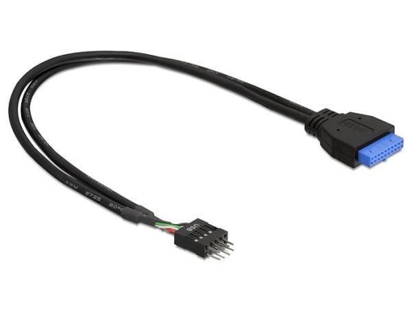 Delock - USB-internkabel - 19-pins USB 3.0-plugg (hunn) til 9-pins USB-header (hann) - 45 cm - svart