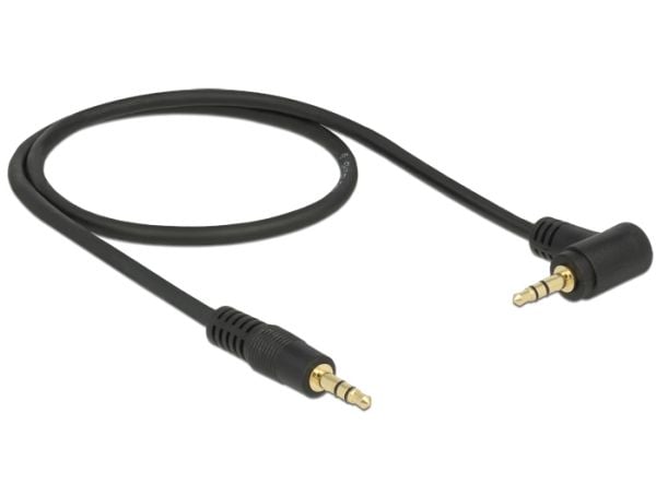 Delock - Lydkabel - mini-phone stereo 3.5 mm hann til mini-phone stereo 3.5 mm hann - 1 m - svart - vinkelkontakt