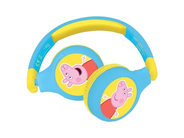 Lexibook Peppa Pig - Hodetelefoner - on-ear - Bluetooth - trådløs, kablet - 3,5 mm jakk - blå, gul