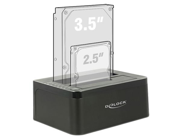 Delock Dual Docking Station SATA HDD > USB 3.0 with Clone Function - Lagringskontrol - 2.5", 3.5" - SATA 6Gb/s - USB 3.0
