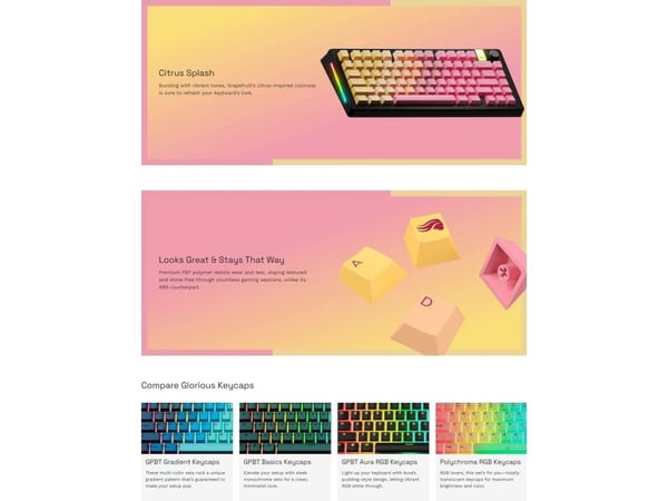 Glorious PC Gaming Race GPBT Gradient keycaps ANSI US PBT dye-sub – Grapefruit