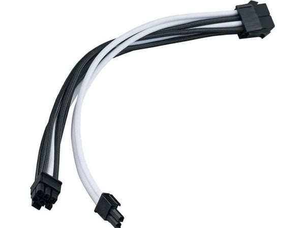 SilverStone PP07E - Strømforlengelseskabel - 8-pins PCIe-strøm (6+2) (hann) til 8-pins PCIe-strøm (hunn) - 30 cm - svart, hvit