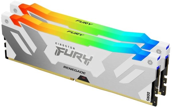 Kingston FURY Renegade RGB - DDR5 - sett - 64 GB: 2 x 32 GB - DIMM 288-pin - 6400 MT/s / PC5-51200 - CL32 - 1.1 V - ikke-bufret - on-die ECC - hvit...
