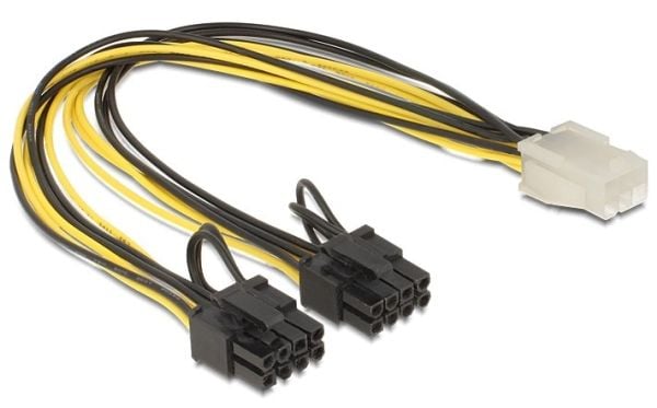 Delock - Strømkabel - 8-pins PCIe-strøm (6+2) (hann) til 6-pins PCIe-strøm (hunn) - 30 cm