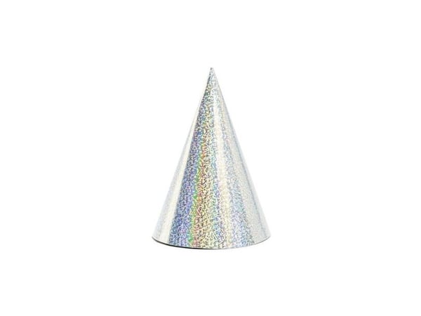 PartyDeco CZAP6-018, Festhatt, Sølv, Bursdag, 160 mm, 10 cm, 6 stykker