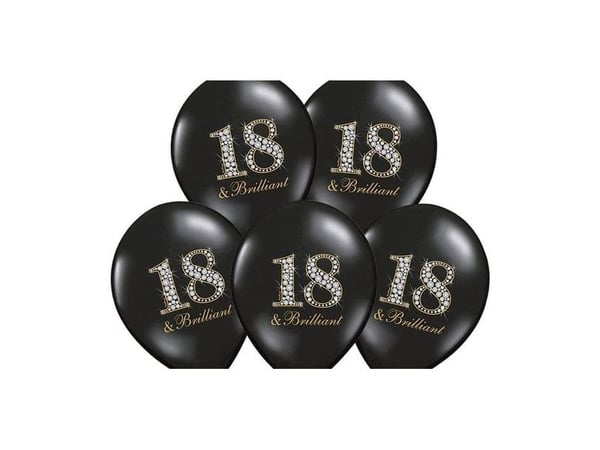 Ballon 18 &amp; Brilliant sort och guld