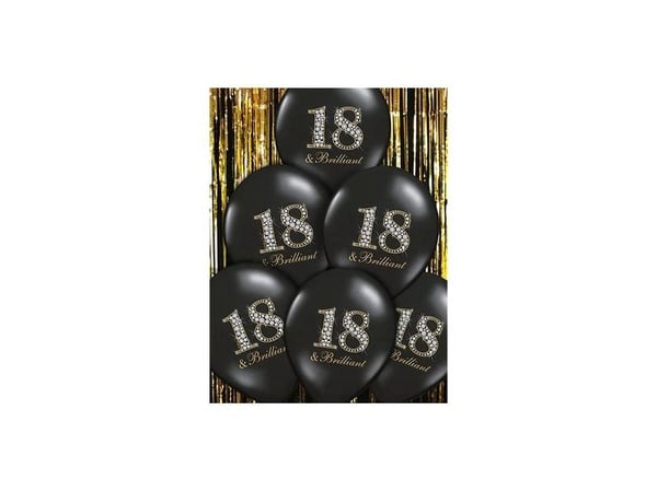 Ballon 18 &amp; Brilliant sort och guld