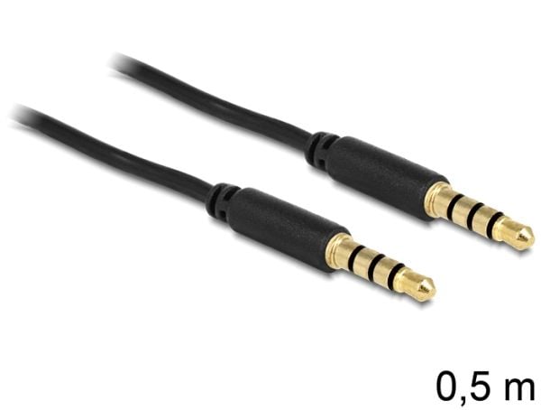 DeLOCK 3.5mm - 3.5mm, 0.5m, 3.5mm, Uros, 3.5mm, Uros, 0,5 m, Musta