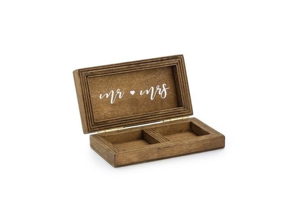 PartyDeco Ring Box Hochzeit, tre, monokromatisk, tre, bordplate, 100 mm, 55 mm