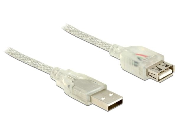 DeLOCK 83881, 1 m, USB A, USB A, USB 2.0, Uros/naaras, Läpinäkyvä