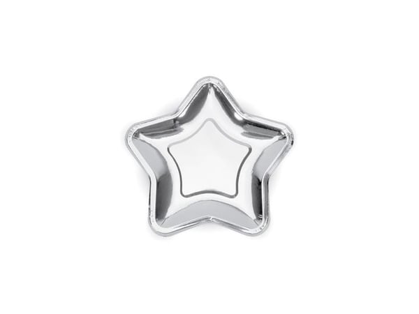 Party Deco engångstallrikar Stjärna, silver, 23 cm, 6 st (34684)